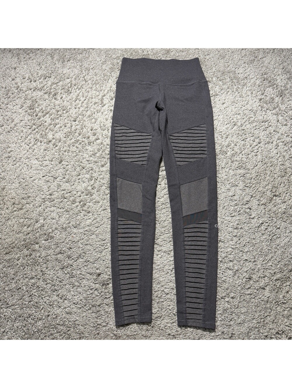 ALO Moto Leggings Womens Size Medium Gray Ankle Pull On Yoga Compression